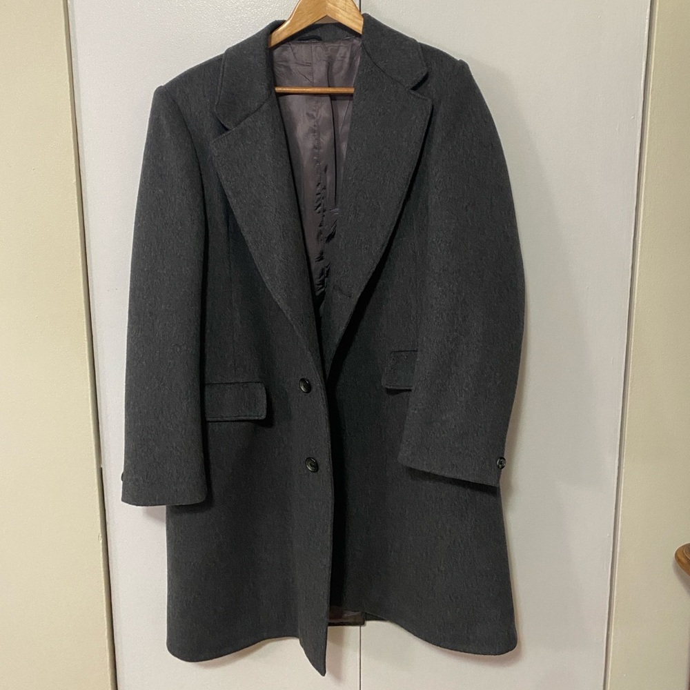 Cashmere and Wool Classic Gray Overcoat Trench Coat